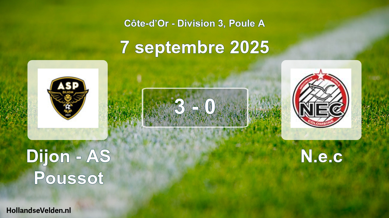 Match joué: Dijon - AS Poussot - N.e.c 3 - 0 (7 septembre 2025)