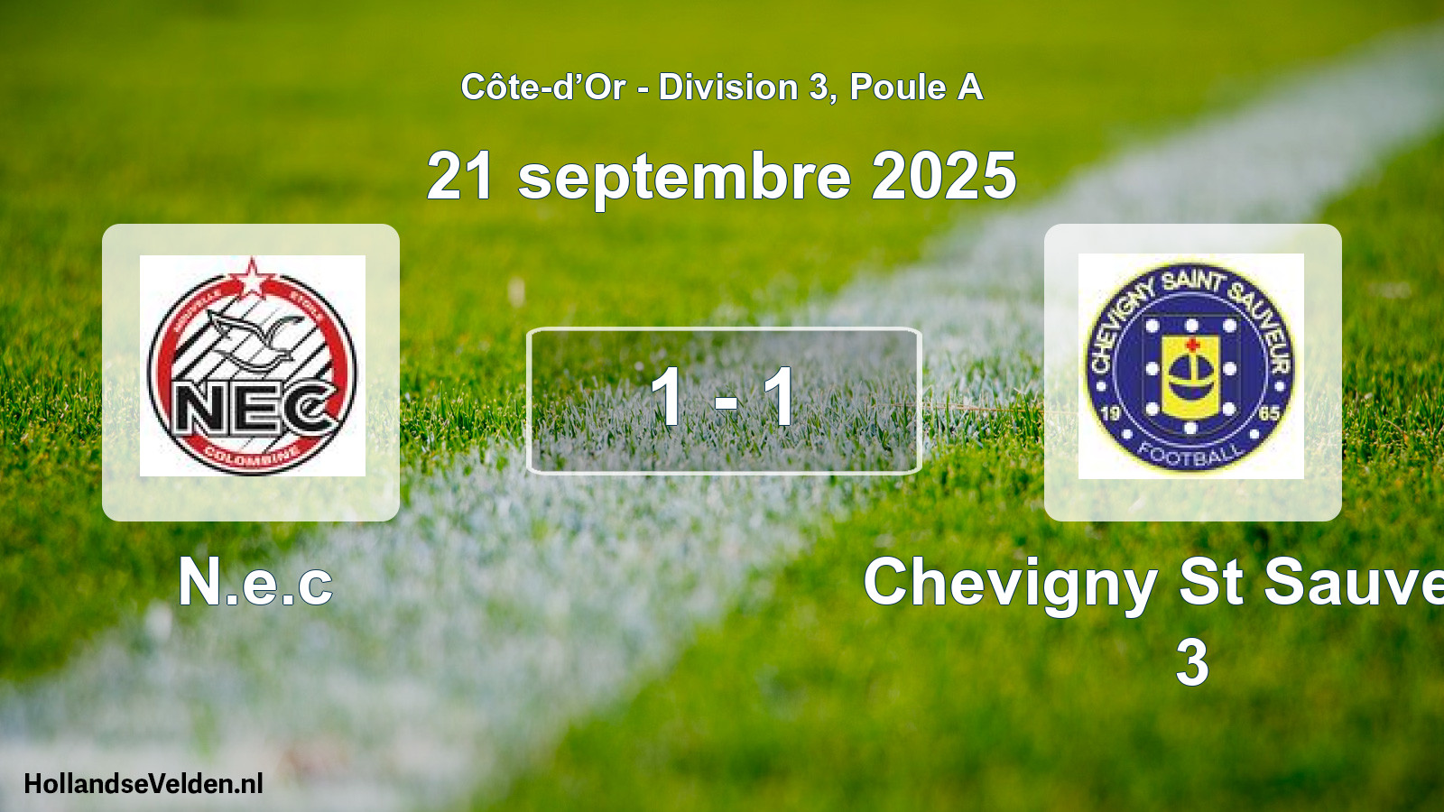 Match joué: N.e.c - Chevigny St Sauveur 3 1 - 1 (21 septembre 2025)