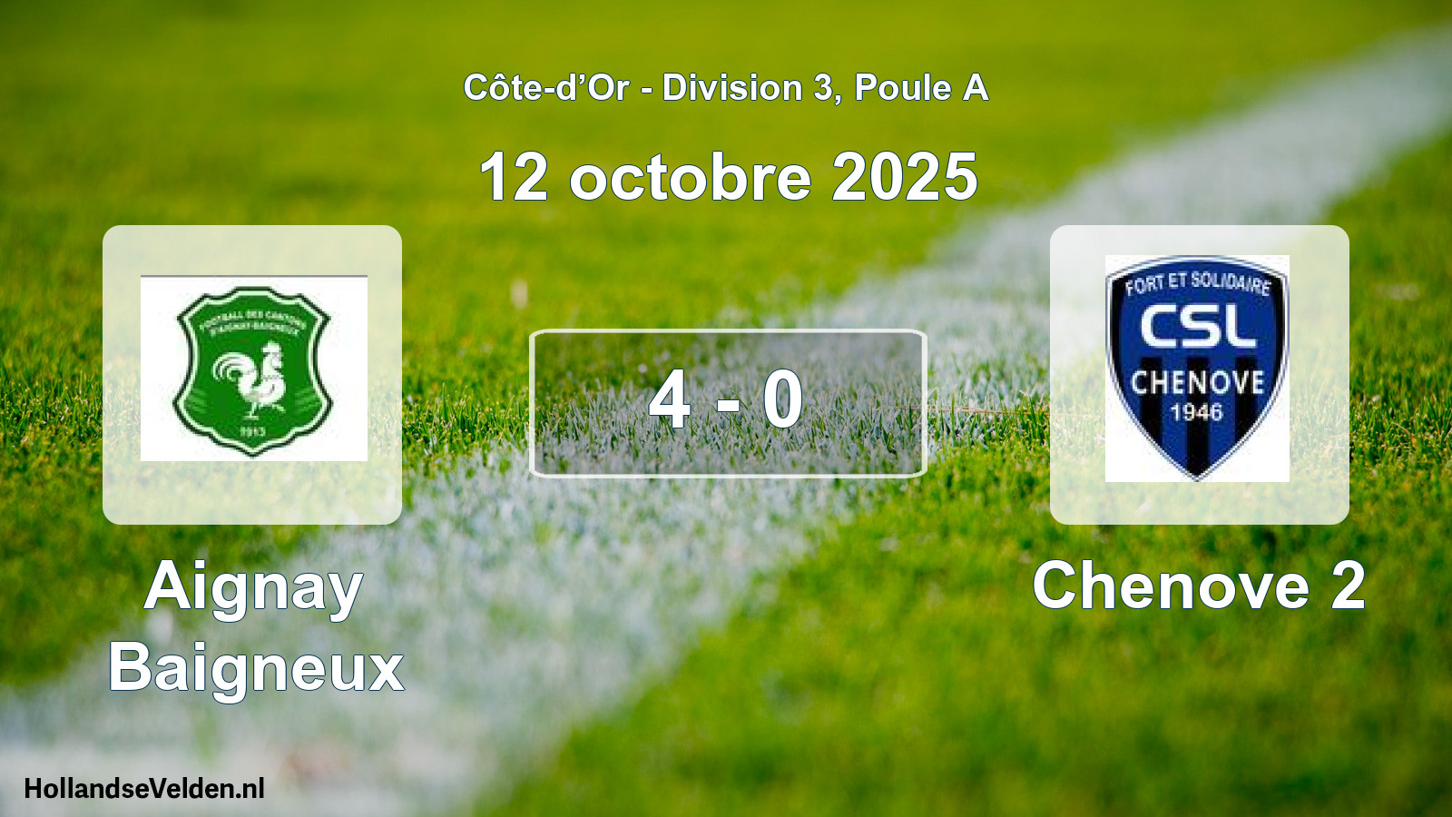 Total number of matches played: Aignay Baigneux - Chenove 2 4 - 0 (12 October 2025)