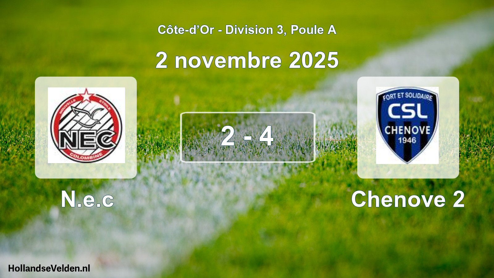 Total number of matches played: N.e.c - Chenove 2 2 - 4 (2 November 2025)