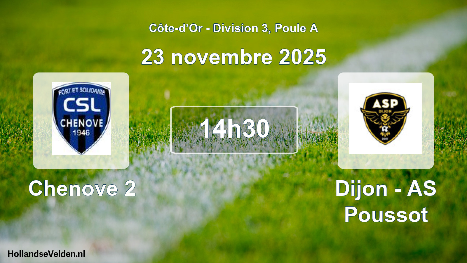 Match programmé: Chenove 2 - Dijon - AS Poussot (23 novembre 2025)