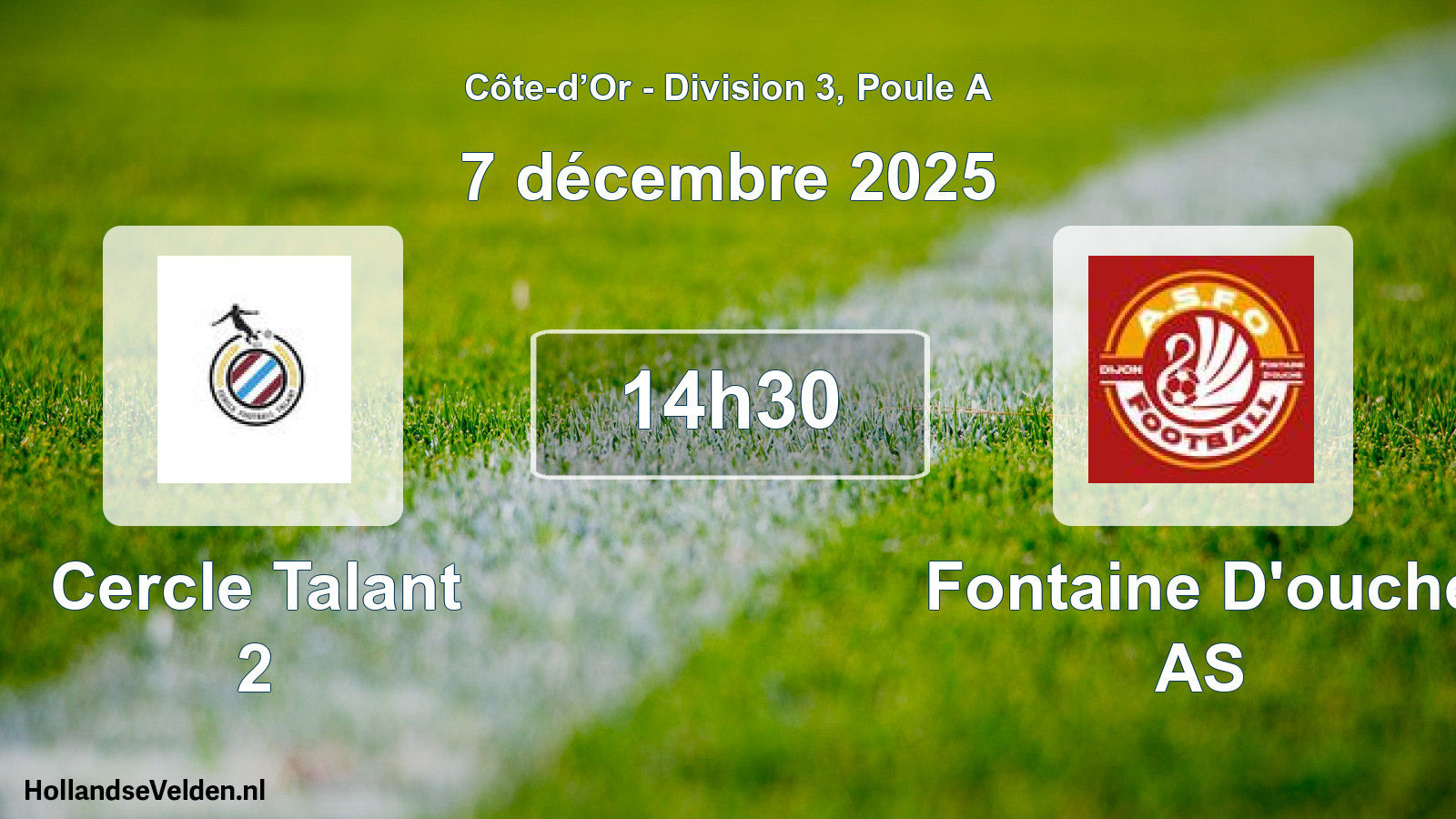 Match programmé: Cercle Talant 2 - Fontaine D'ouche AS (7 décembre 2025)