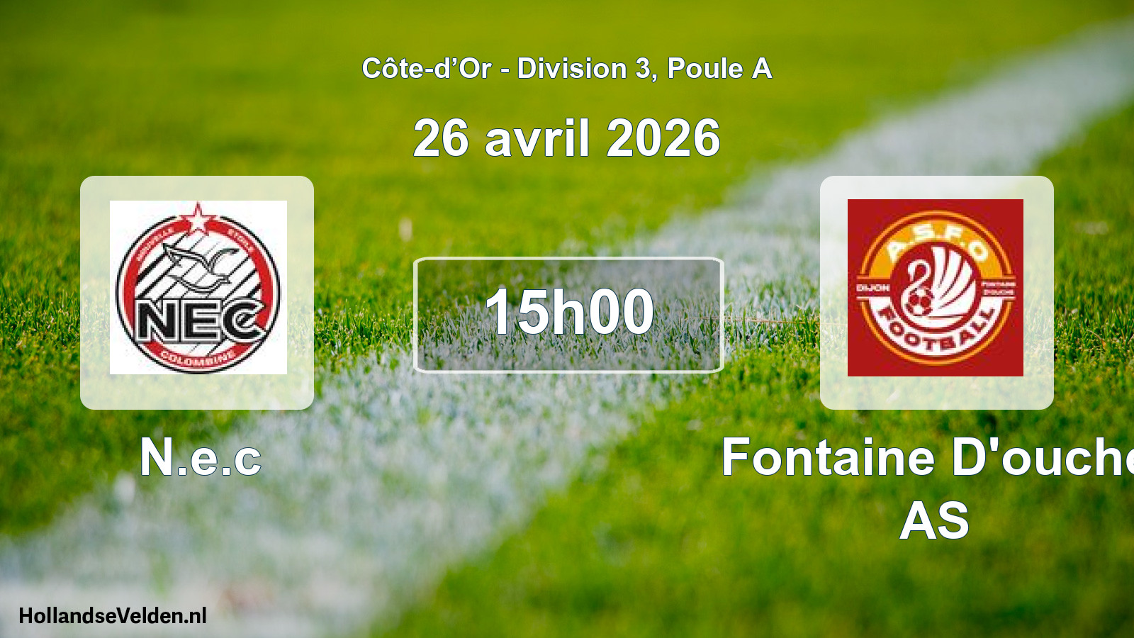 Scheduled Match: N.e.c - Fontaine D'ouche AS (26 April 2026)