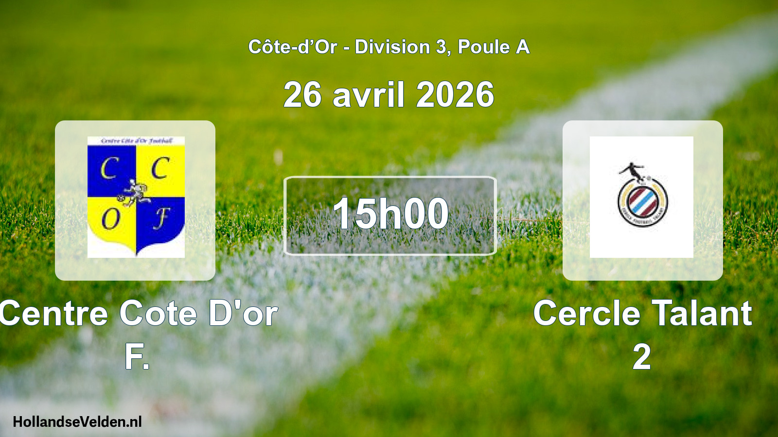 Match programmé: Centre Cote D'or F. - Cercle Talant 2 (26 avril 2026)