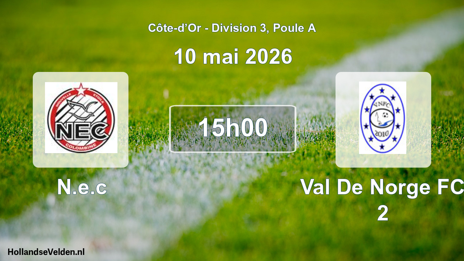 Match programmé: N.e.c - Val De Norge FC 2 (10 mai 2026)