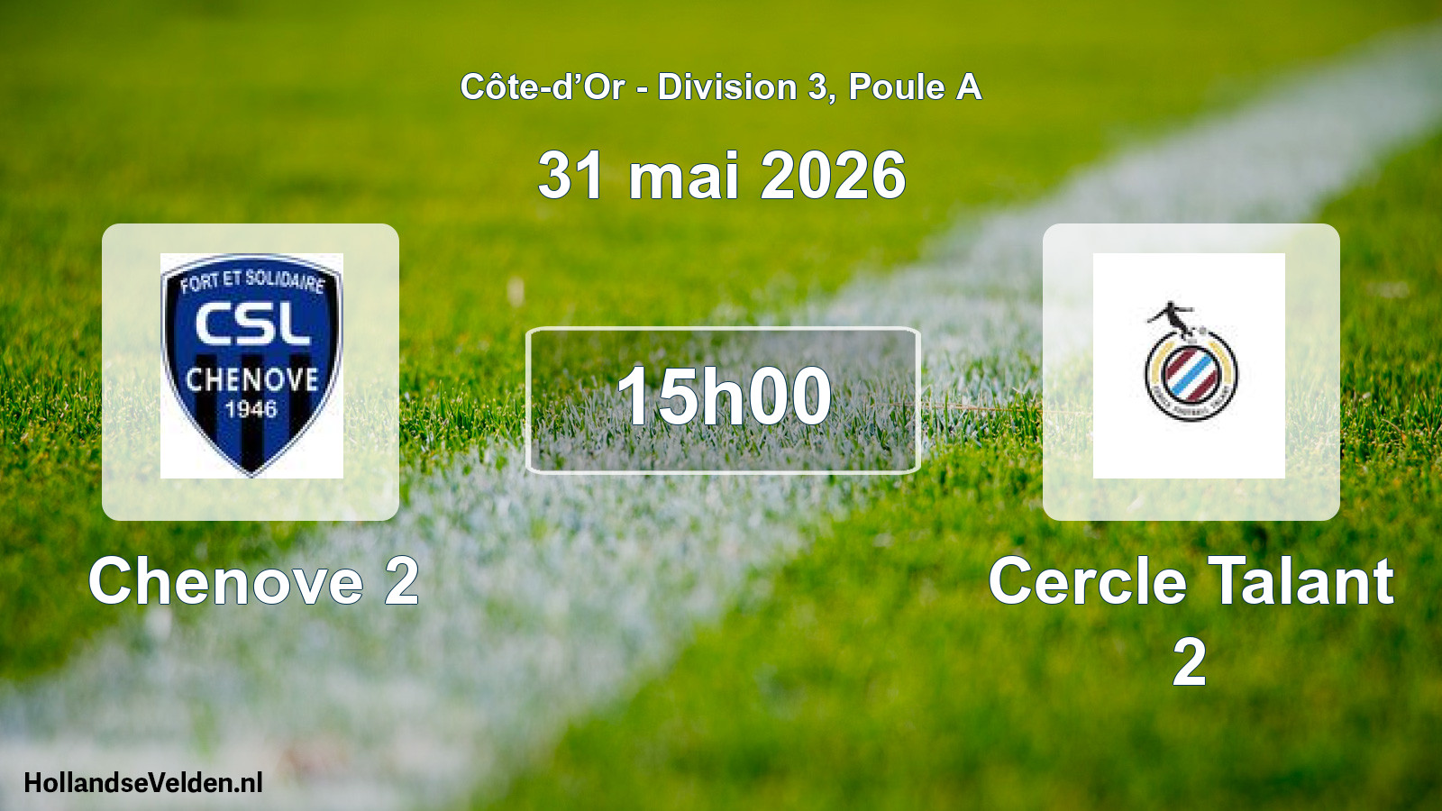 Match programmé: Chenove 2 - Cercle Talant 2 (31 mai 2026)