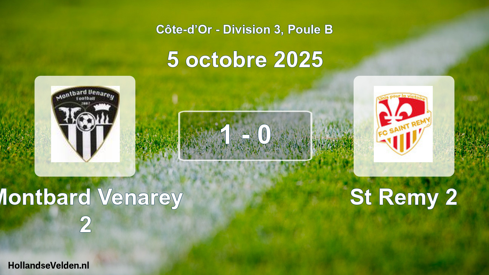 Total number of matches played: Montbard Venarey 2 - St Remy 2 1 - 0 (5 October 2025)