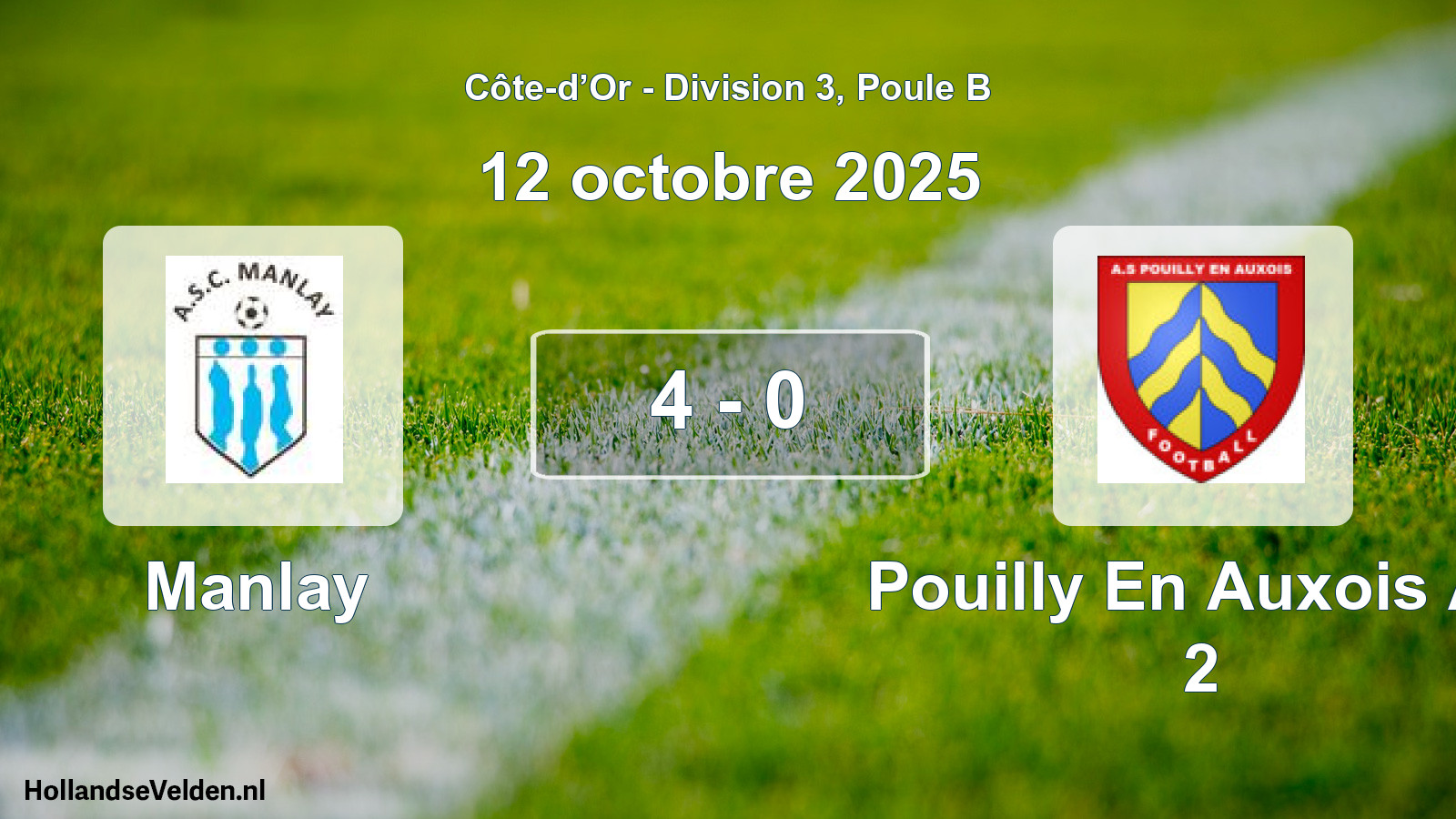 Match joué: Manlay - Pouilly En Auxois AS 2 4 - 0 (12 octobre 2025)