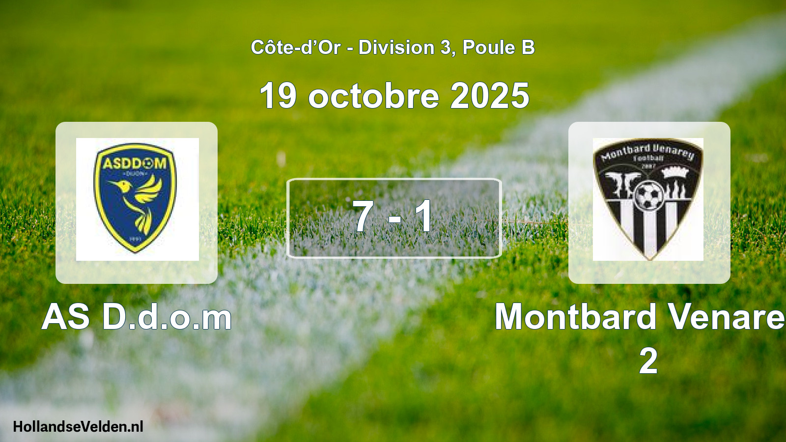 Match joué: AS D.d.o.m - Montbard Venarey 2 7 - 1 (19 octobre 2025)