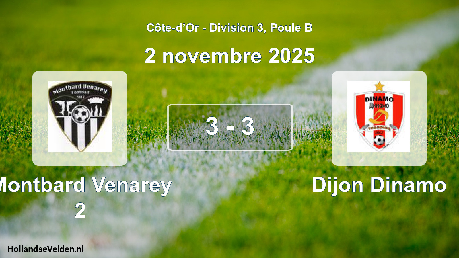 Match joué: Montbard Venarey 2 - Dijon Dinamo 3 - 3 (2 novembre 2025)