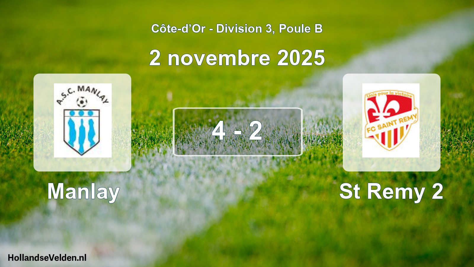Match joué: Manlay - St Remy 2 4 - 2 (2 novembre 2025)