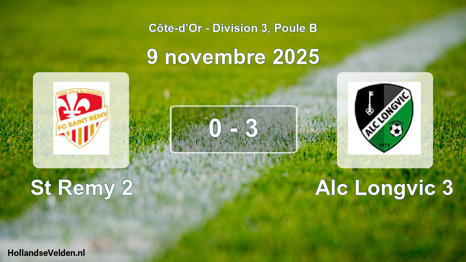 Match joué: St Remy 2 - Alc Longvic 3 0 - 3 (9 novembre 2025)