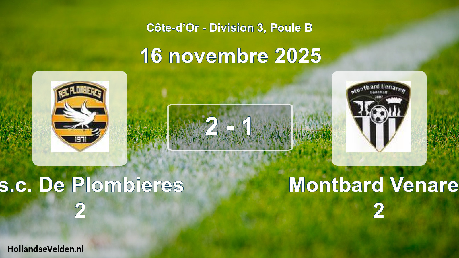 Match joué: A.s.c. De Plombieres 2 - Montbard Venarey 2 2 - 1 (16 novembre 2025)