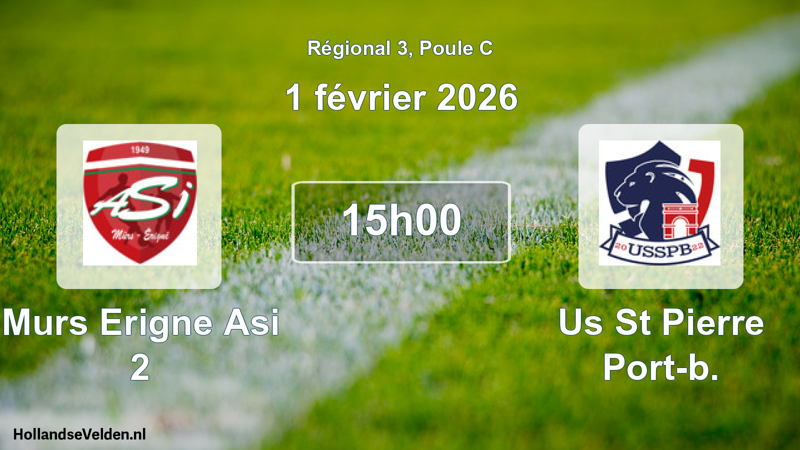 Geplande wedstrijd: Murs Erigne Asi 2 - Us St Pierre Port-b. (1 février 2026)