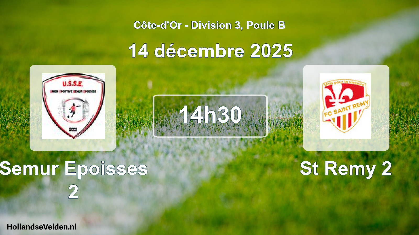 Match programmé: Semur Epoisses 2 - St Remy 2 (14 décembre 2025)