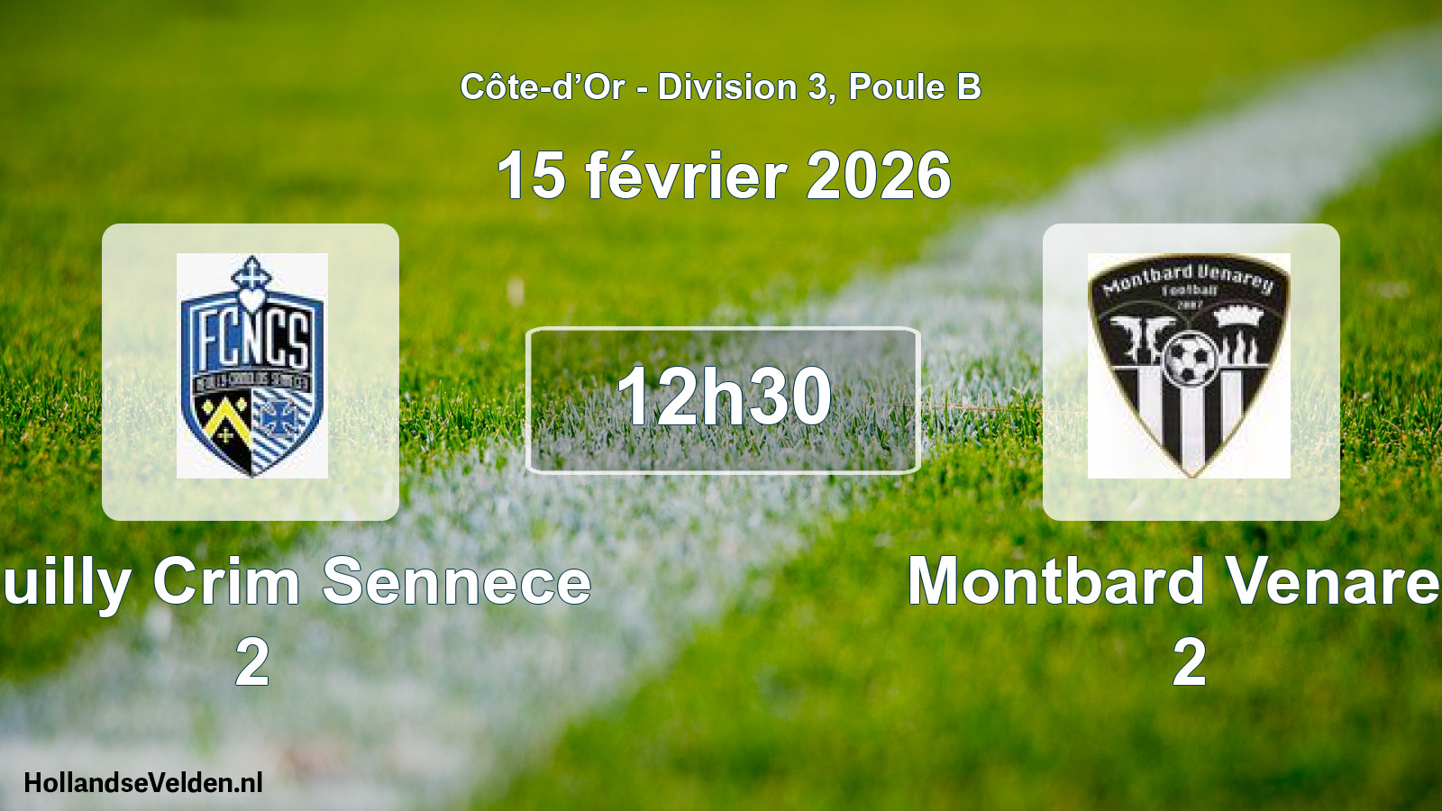 Match programmé: Neuilly Crim Sennece 2 - Montbard Venarey 2 (15 février 2026)