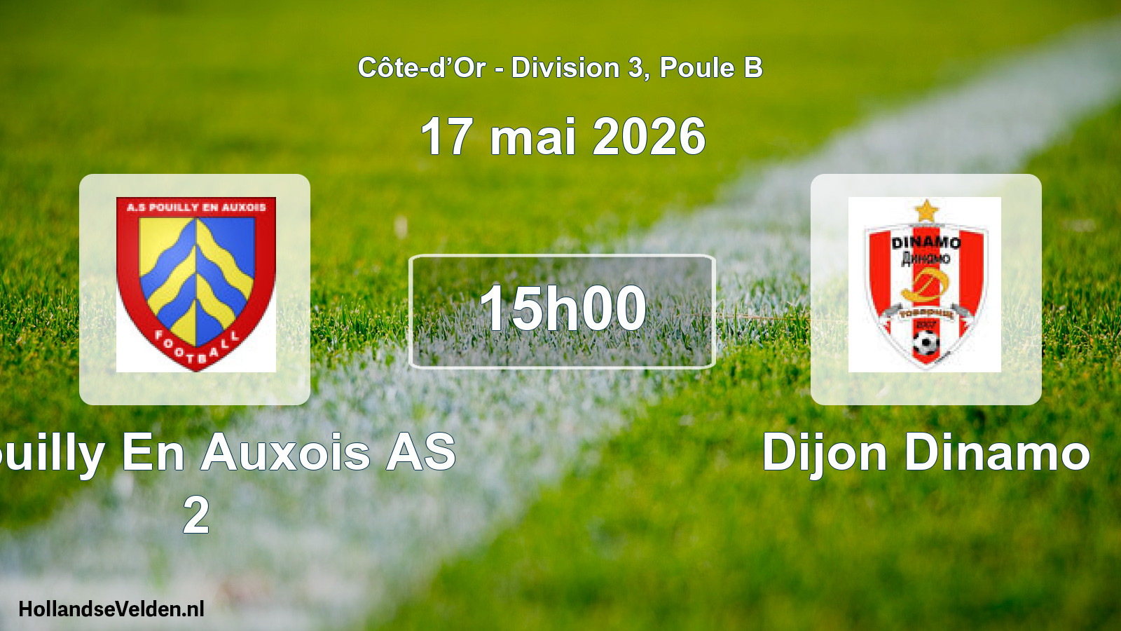 Match programmé: Pouilly En Auxois AS 2 - Dijon Dinamo (17 mai 2026)