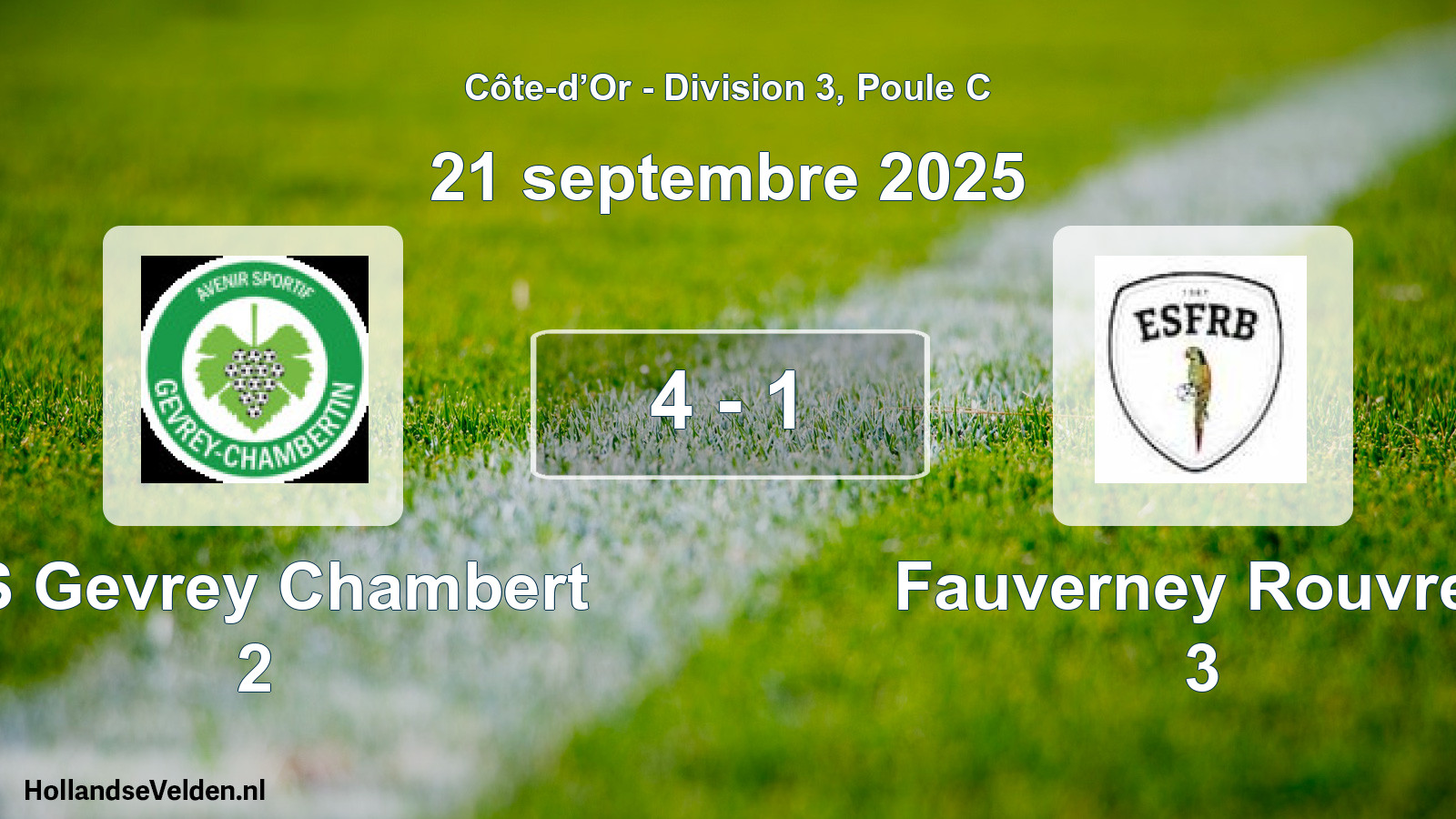 Total number of matches played: AS Gevrey Chambert 2 - Fauverney Rouvres 3 4 - 1 (21 September 2025)