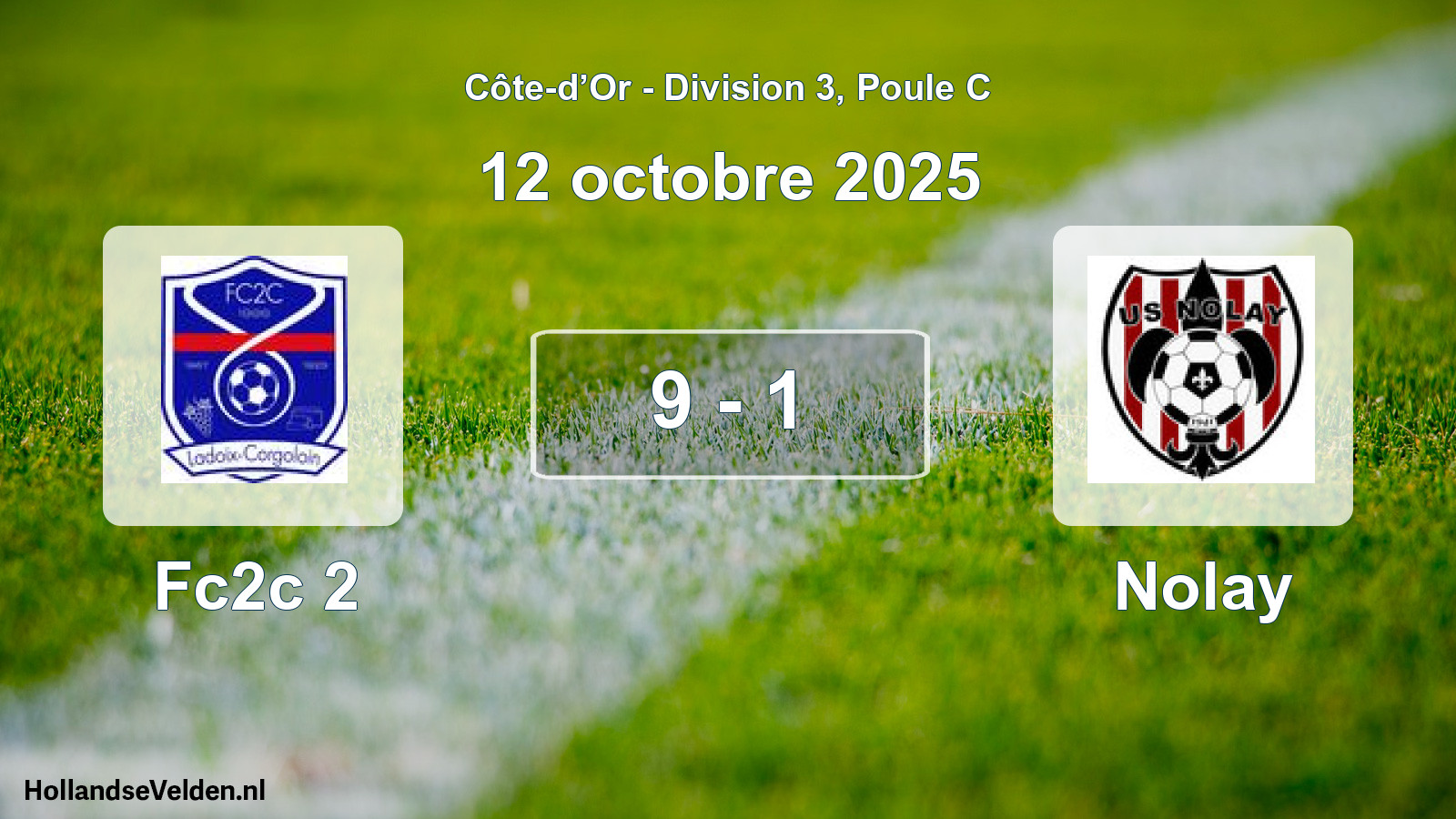 Match joué: Fc2c 2 - Nolay 9 - 1 (12 octobre 2025)