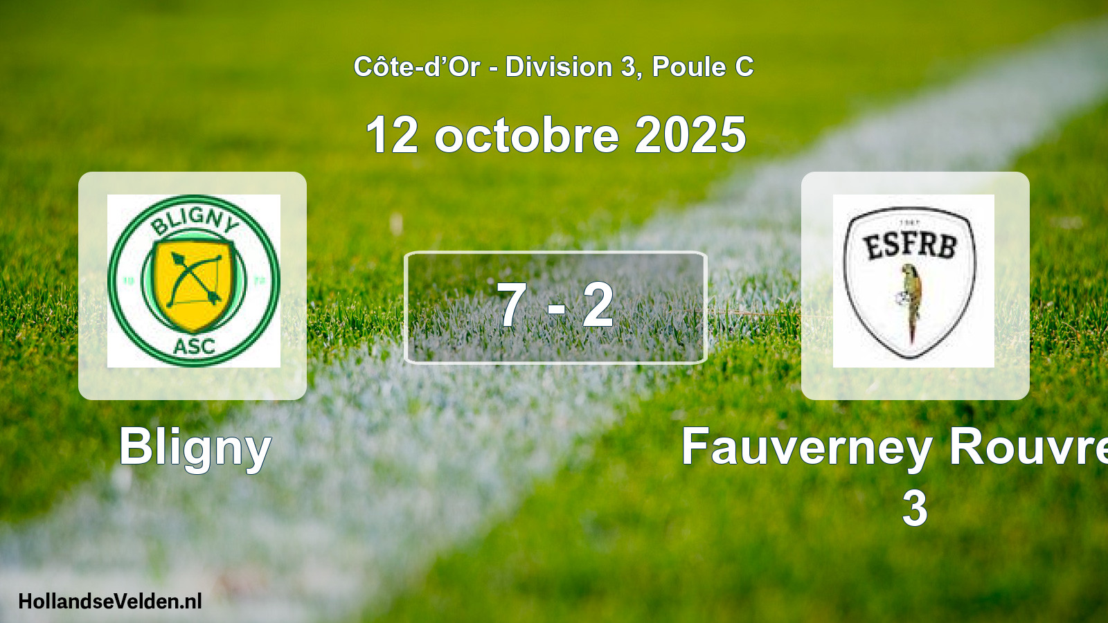 Match joué: Bligny - Fauverney Rouvres 3 7 - 2 (12 octobre 2025)