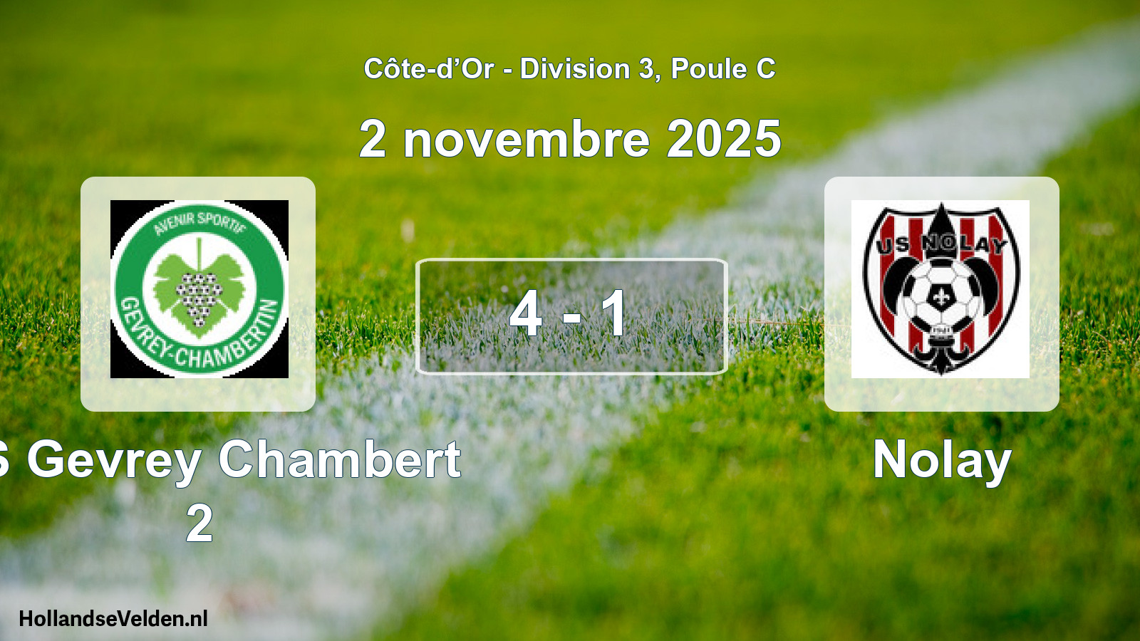 Gespeelde wedstrijd: AS Gevrey Chambert 2 - Nolay 4 - 1 (2 november 2025)