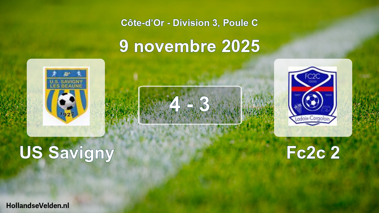 Match joué: US Savigny - Fc2c 2 4 - 3 (9 novembre 2025)