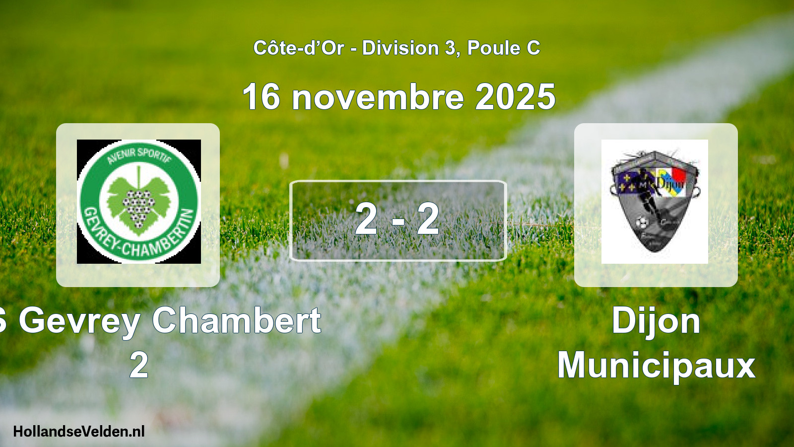 Match joué: AS Gevrey Chambert 2 - Dijon Municipaux 2 - 2 (16 novembre 2025)