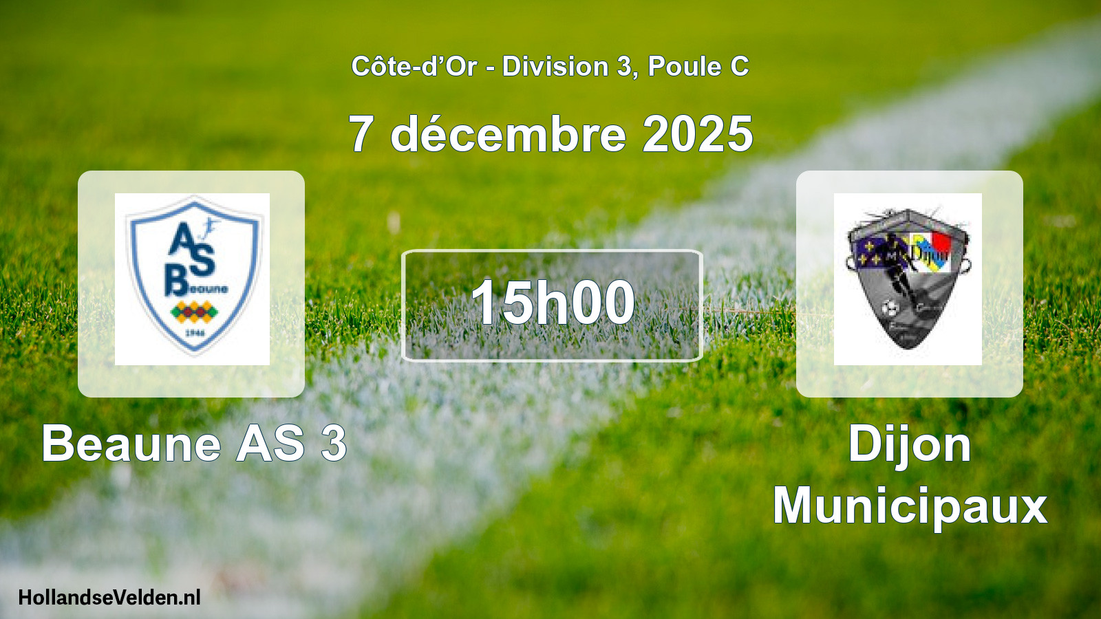 Match programmé: Beaune AS 3 - Dijon Municipaux (7 décembre 2025)