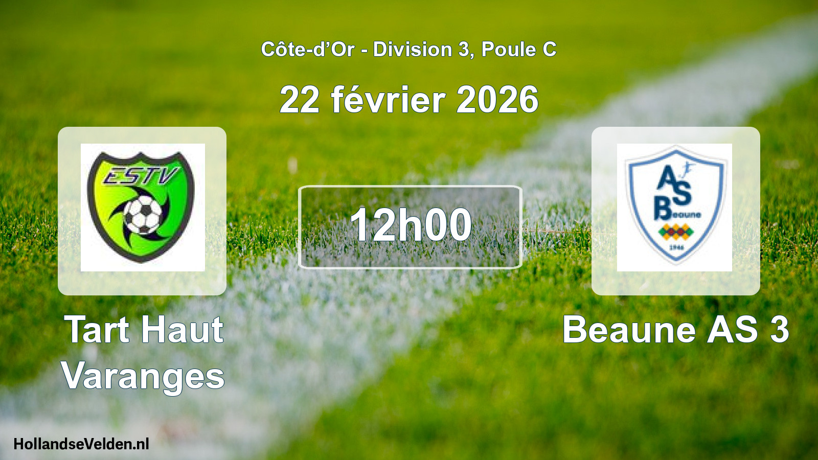 Match programmé: Tart Haut Varanges - Beaune AS 3 (22 février 2026)