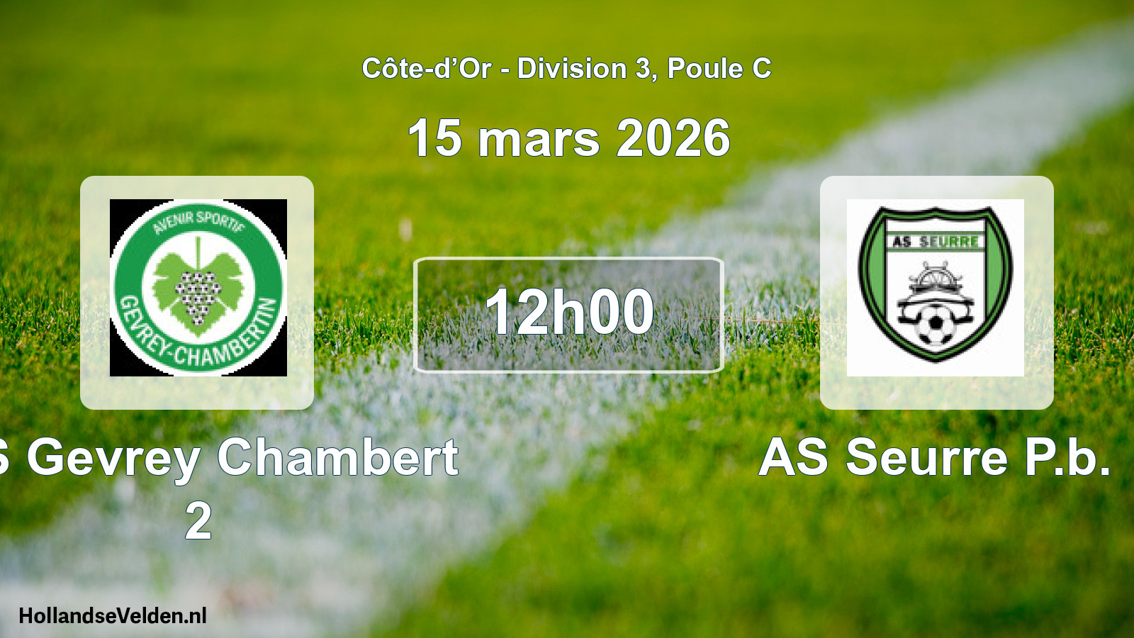 Match programmé: AS Gevrey Chambert 2 - AS Seurre P.b. (15 mars 2026)