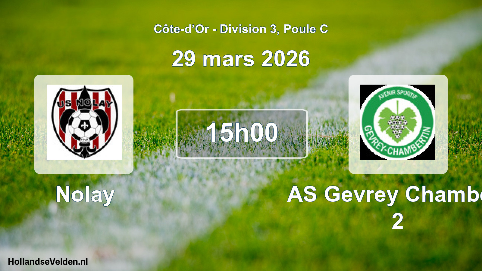 Match programmé: Nolay - AS Gevrey Chambert 2 (29 mars 2026)