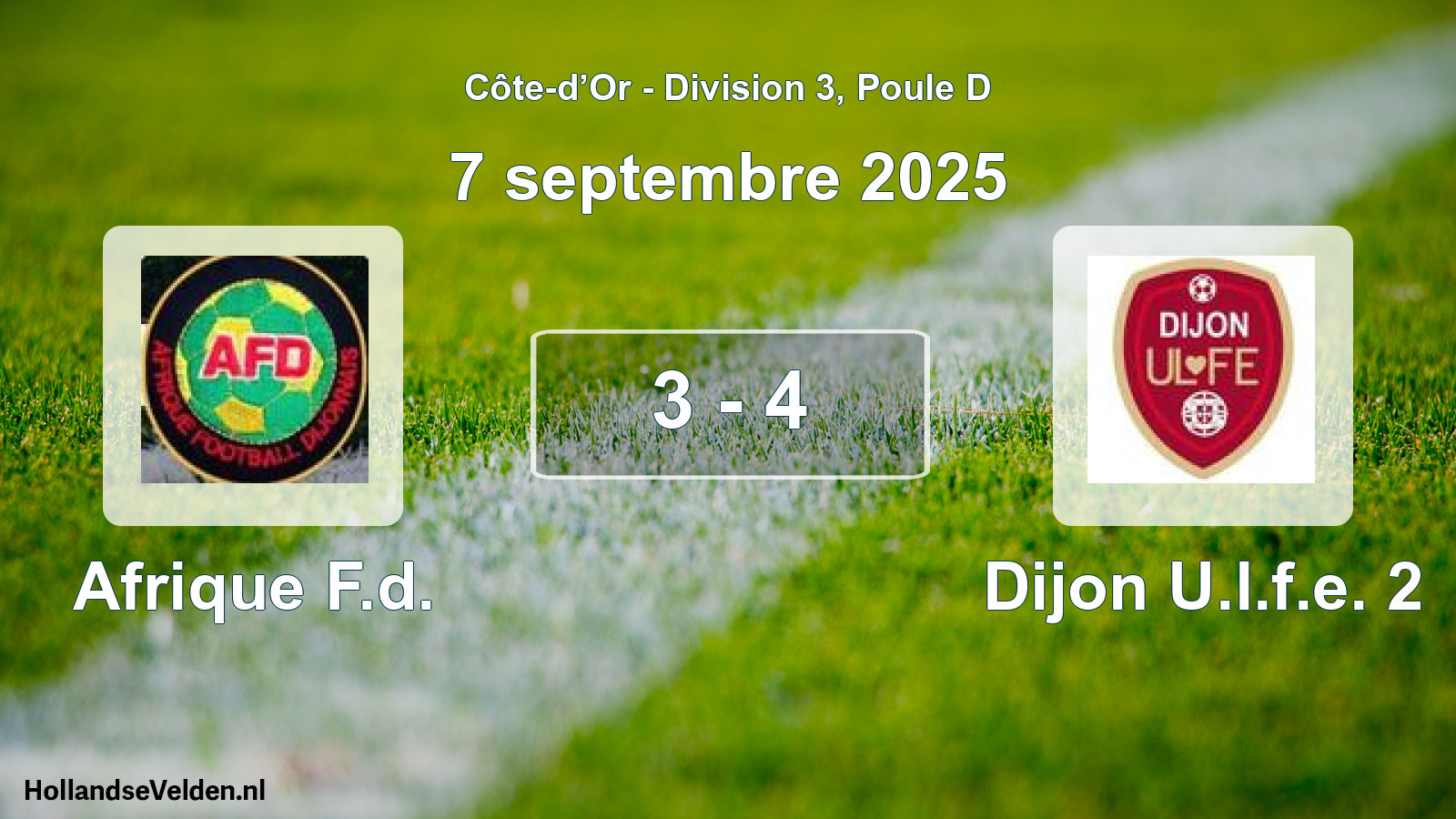 Total number of matches played: Afrique F.d. - Dijon U.l.f.e. 2 3 - 4 (7 September 2025)