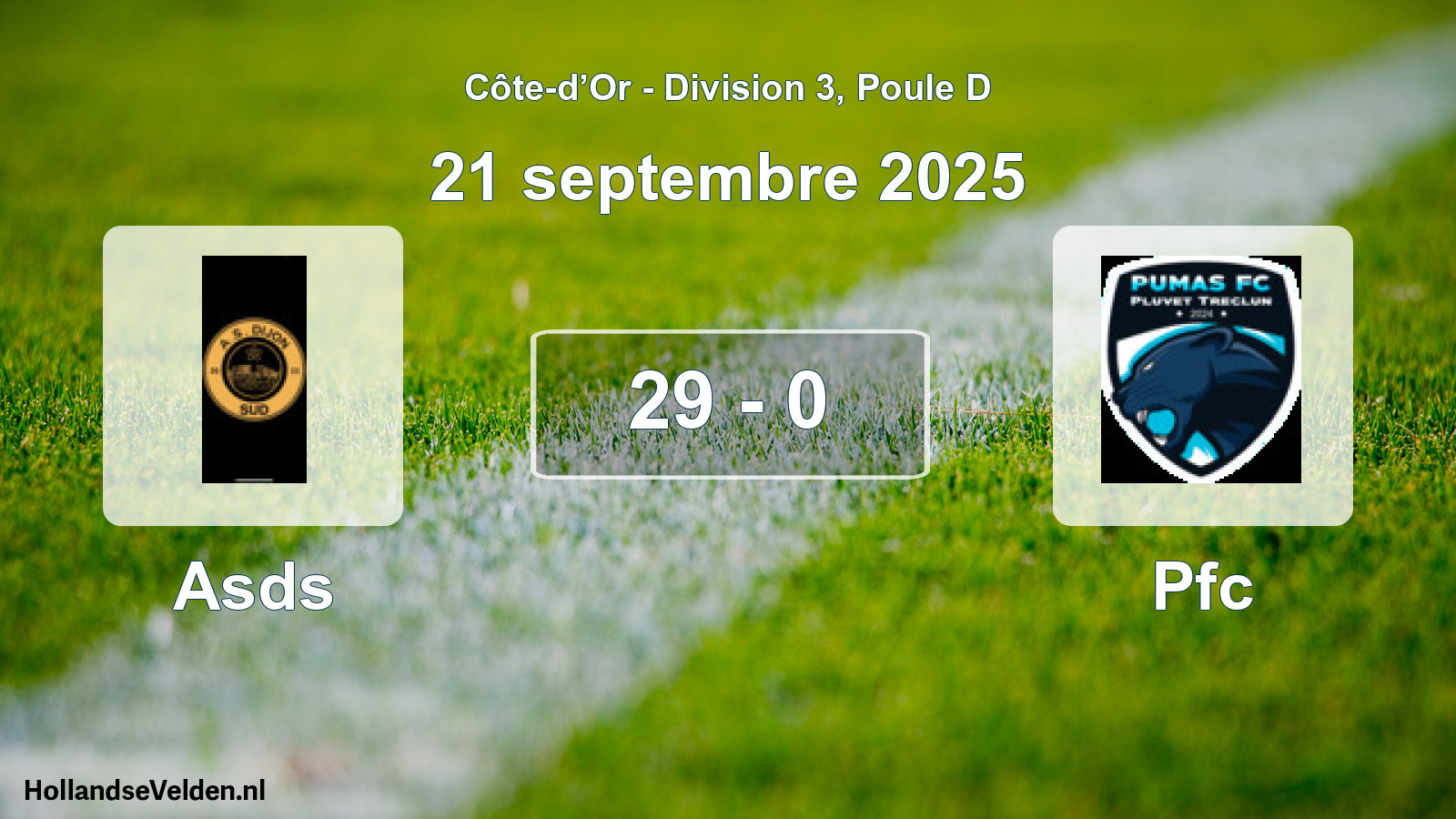 Gespeelde wedstrijd: Asds - Pfc 29 - 0 (21 september 2025)
