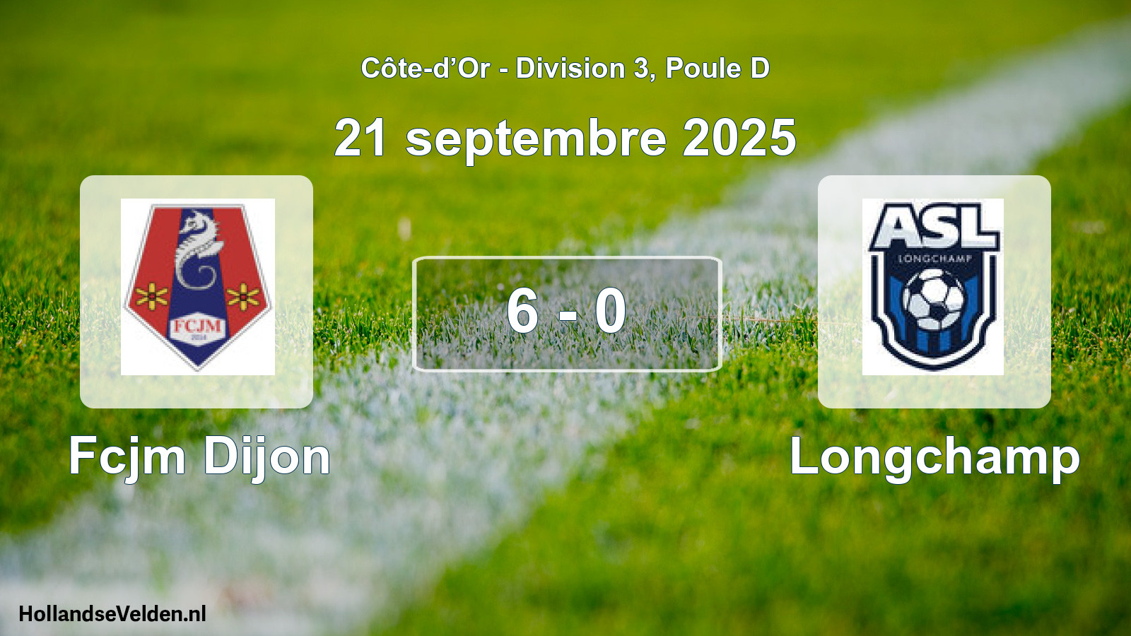 Match joué: Fcjm Dijon - Longchamp 6 - 0 (21 septembre 2025)