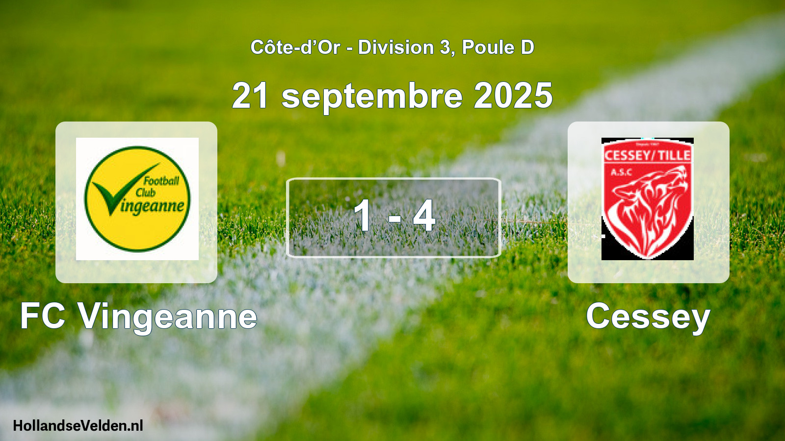 Match joué: FC Vingeanne - Cessey 1 - 4 (21 septembre 2025)