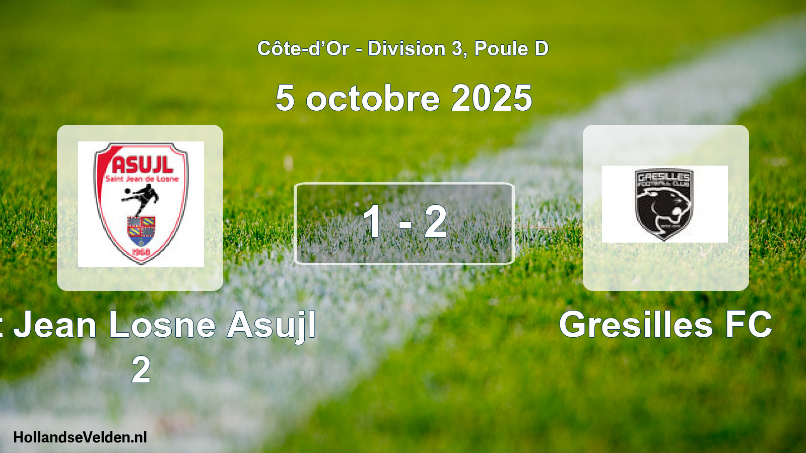 Total number of matches played: St Jean Losne Asujl 2 - Gresilles FC 1 - 2 (5 October 2025)