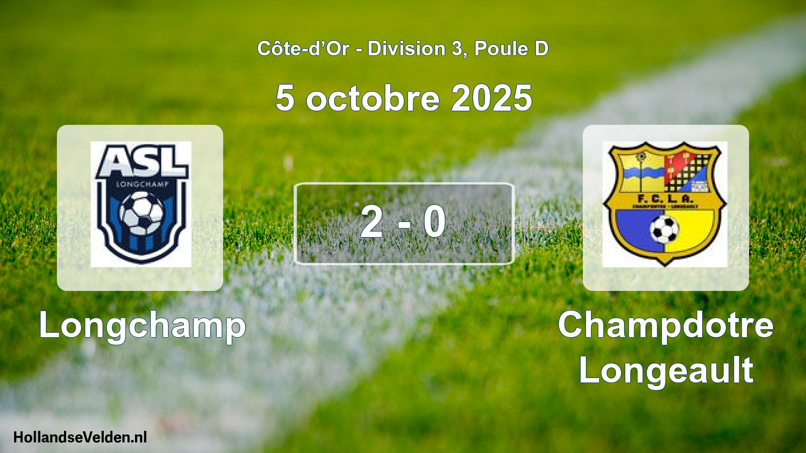 Total number of matches played: Longchamp - Champdotre Longeault 2 - 0 (5 October 2025)