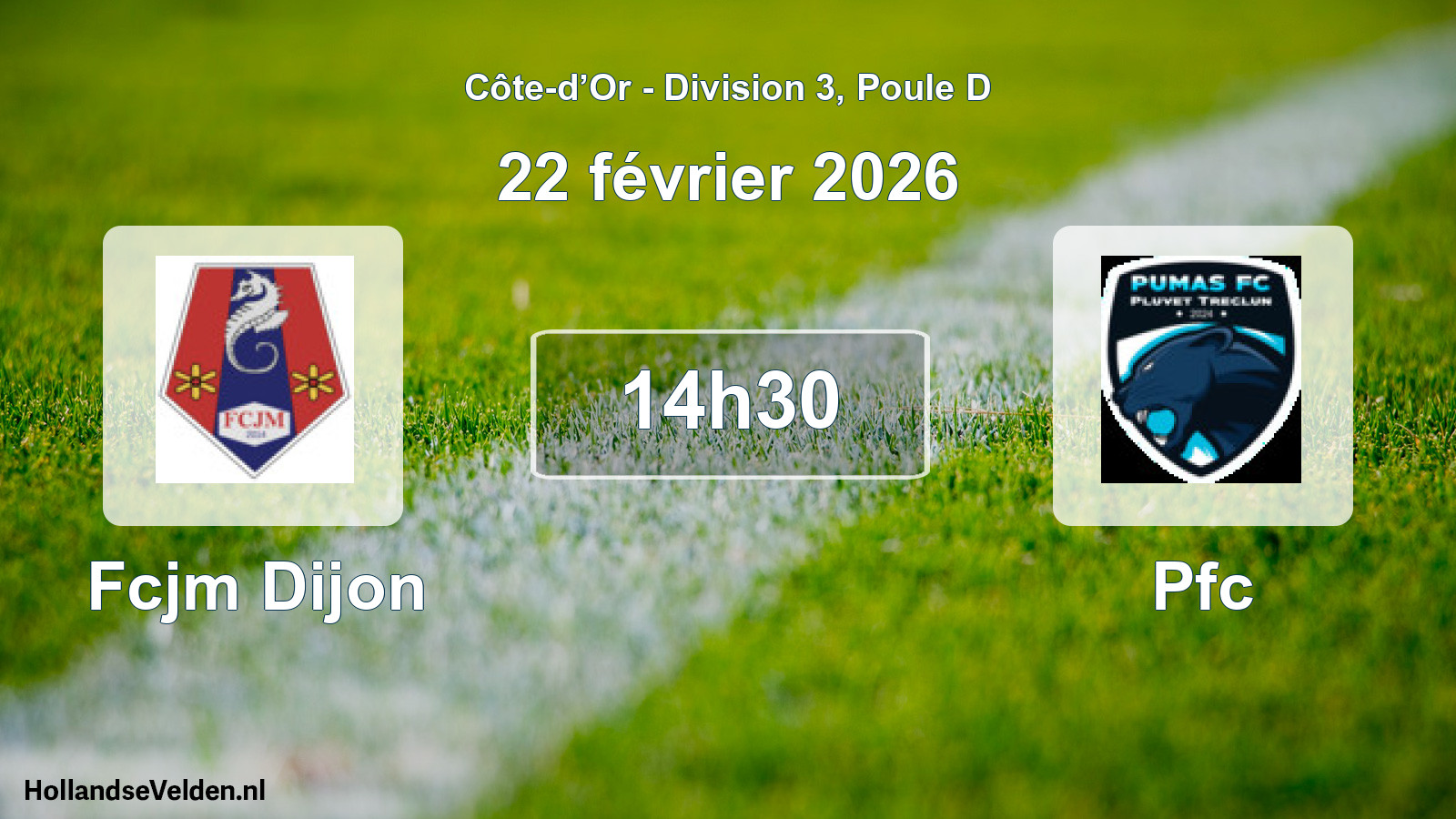 Match programmé: Fcjm Dijon - Pfc (22 février 2026)