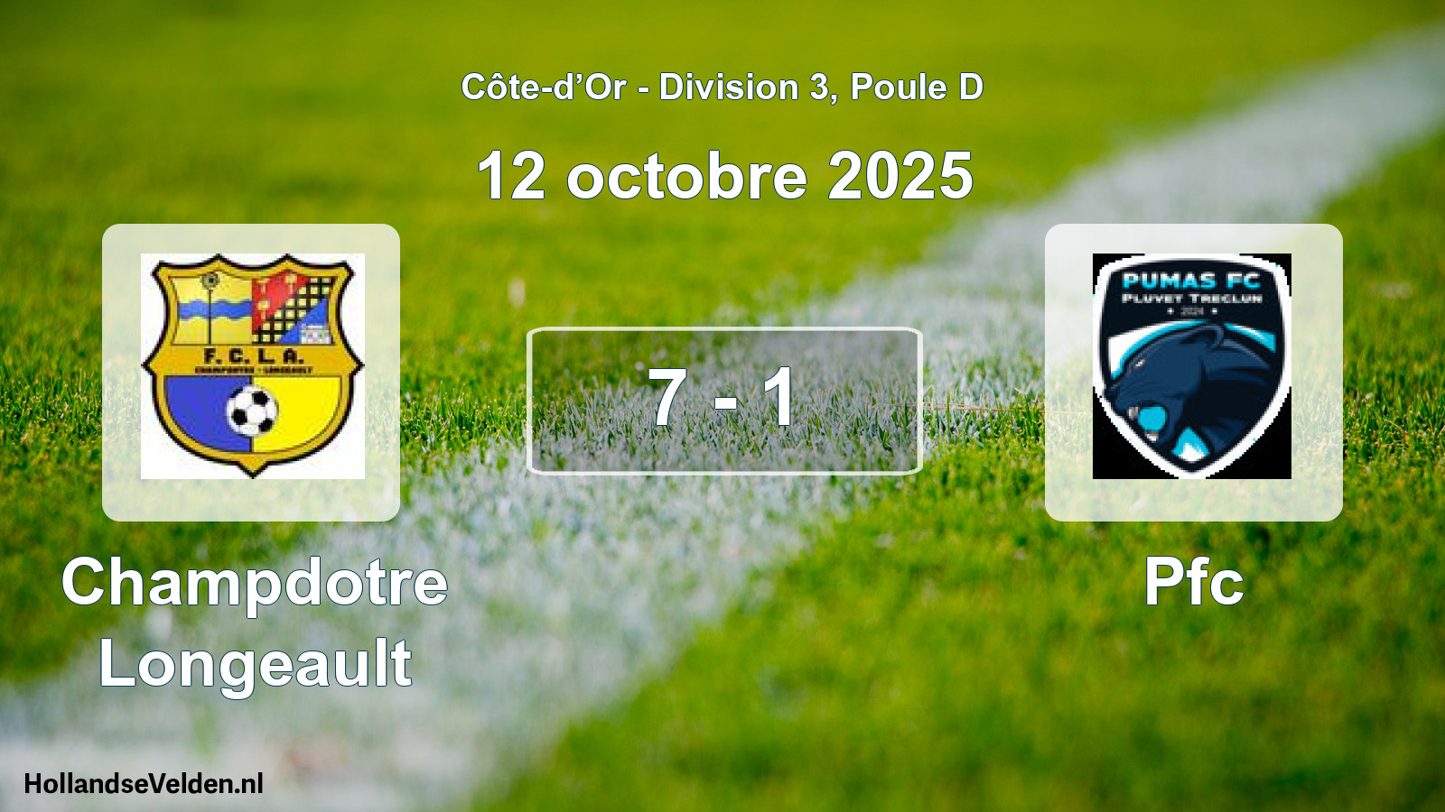 Match joué: Champdotre Longeault - Pfc 7 - 1 (12 octobre 2025)