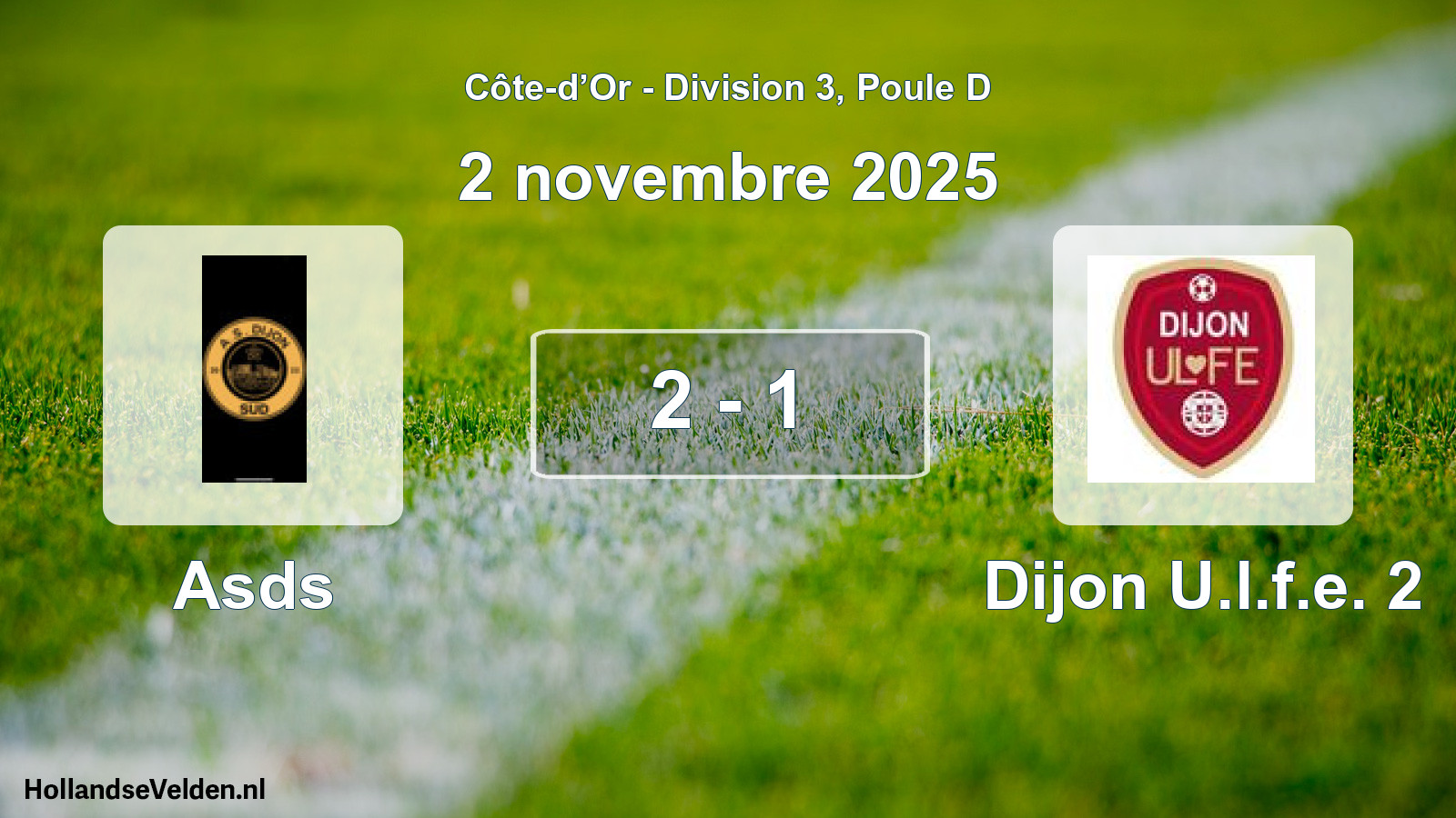 Match joué: Asds - Dijon U.l.f.e. 2 2 - 1 (2 novembre 2025)