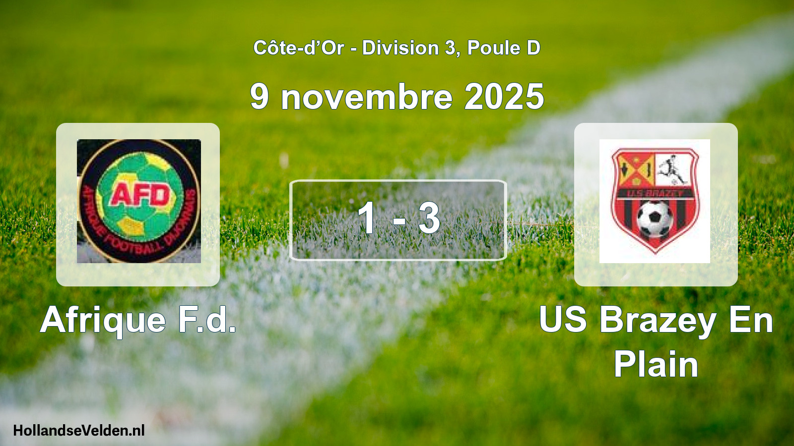 Match joué: Afrique F.d. - US Brazey En Plain 1 - 3 (9 novembre 2025)