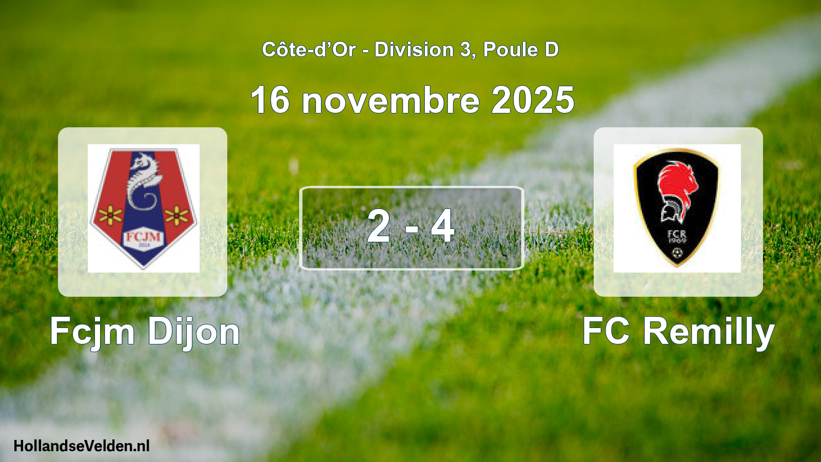 Match joué: Fcjm Dijon - FC Remilly 2 - 4 (16 novembre 2025)