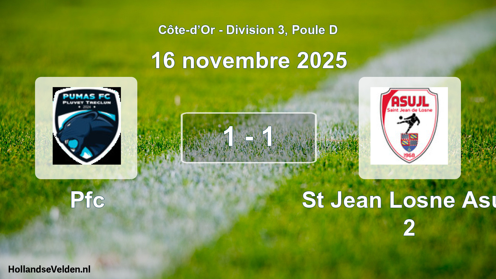 Match joué: Pfc - St Jean Losne Asujl 2 1 - 1 (16 novembre 2025)