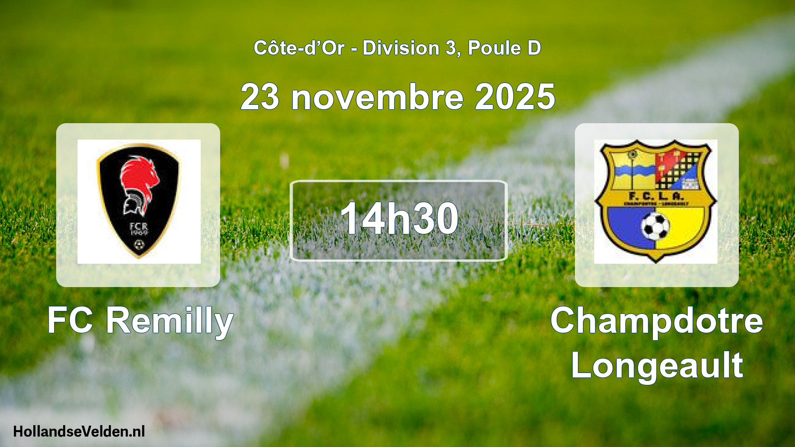 Match programmé: FC Remilly - Champdotre Longeault (23 novembre 2025)