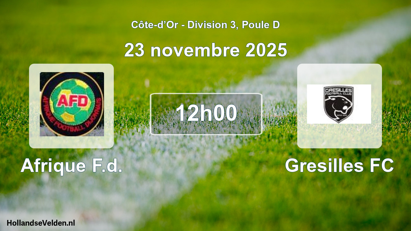 Match programmé: Afrique F.d. - Gresilles FC (23 novembre 2025)
