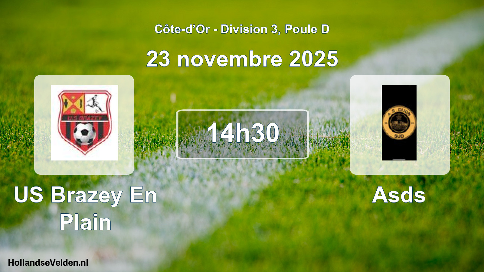 Match programmé: US Brazey En Plain - Asds (23 novembre 2025)