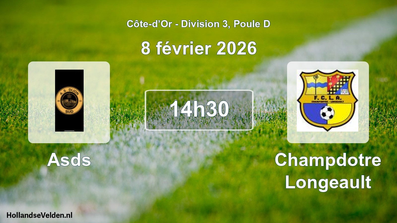 Match programmé: Asds - Champdotre Longeault (8 février 2026)