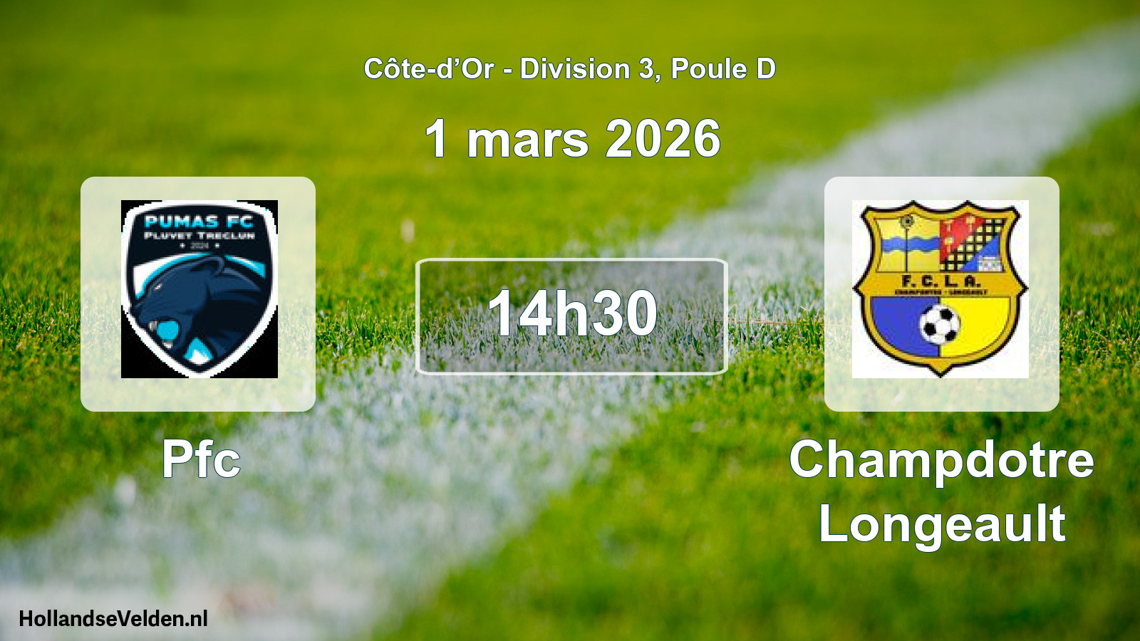Match programmé: Pfc - Champdotre Longeault (1 mars 2026)
