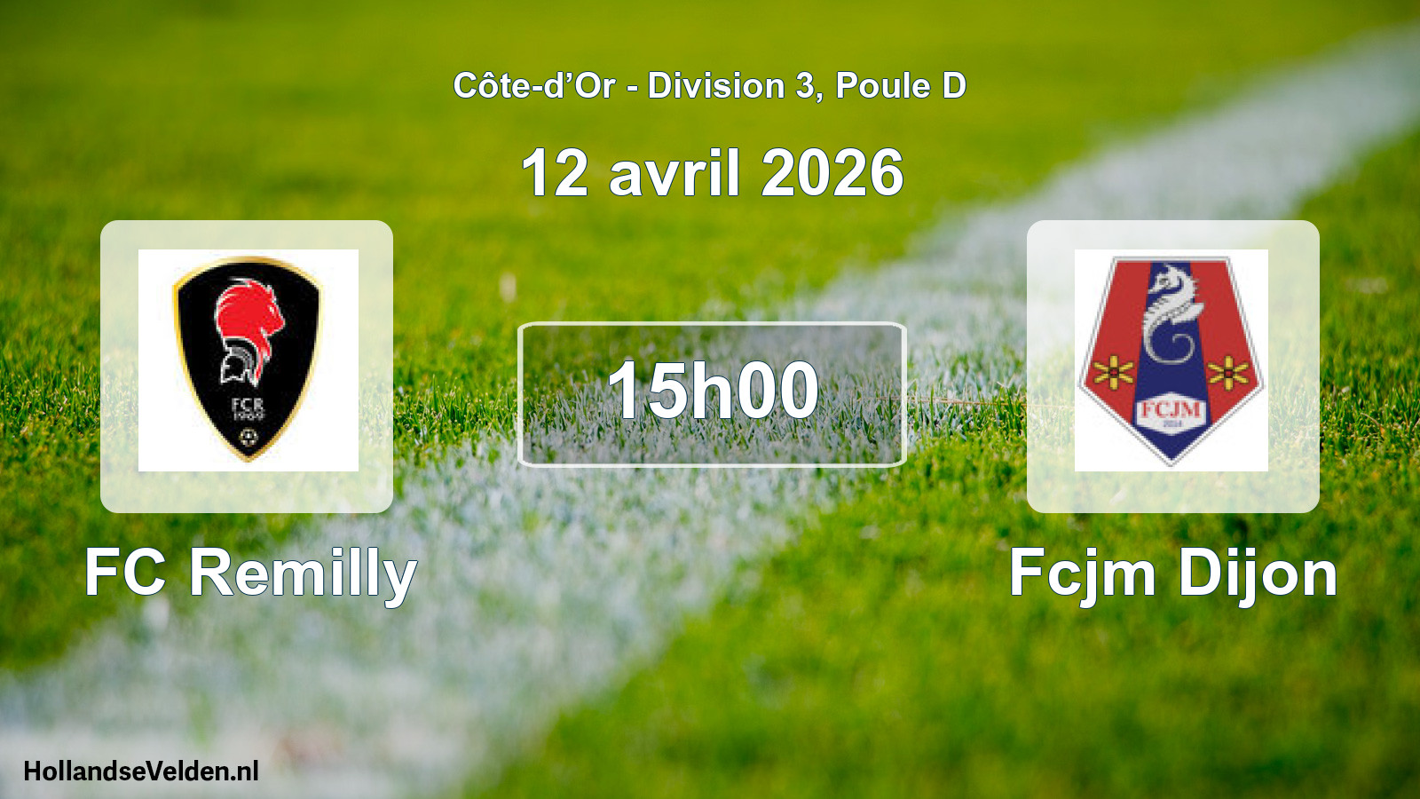 Match programmé: FC Remilly - Fcjm Dijon (12 avril 2026)