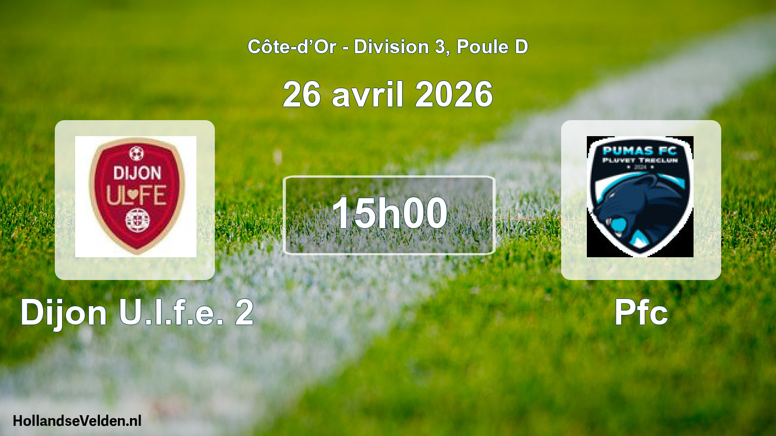 Geplande wedstrijd: Dijon U.l.f.e. 2 - Pfc (26 april 2026)